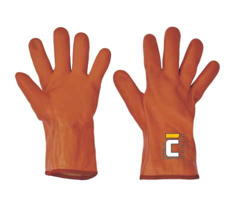 FLAMINGO rukavice PVC - dlhé oranž.
