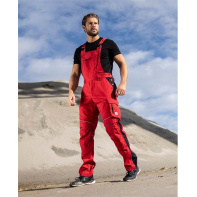 Nohavice s náprsenkou ARDON®URBAN+ červeno-čierne predĺžené